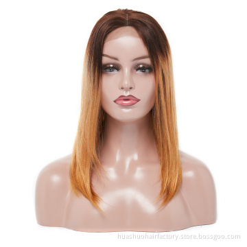 Large in Stock 4 27 Blonde Ombre Pre Plucked Brazilian Bob Lace Front Wig with Baby Hair